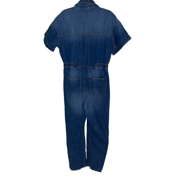 We The Free Jumpsuit Size Large Blue Marci Denim Coveralls Short Sleeve - Picture 10 of 12